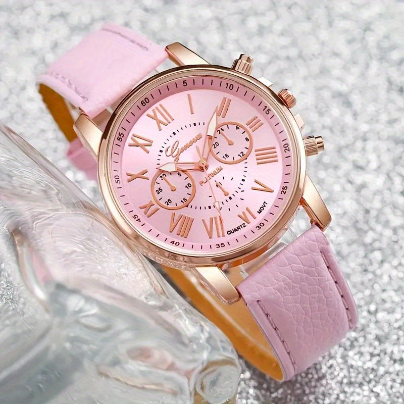 Stylish Watch Set 3pcs Roman Numeral Three Hand Watch Set