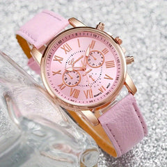 Stylish Watch Set 3pcs Roman Numeral Three Hand Watch Set