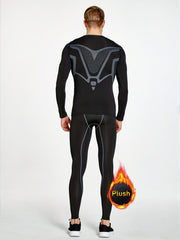 Men's Warm Fleece Athletic Tracksuit Skinny Fit Long Sleeve Jersey