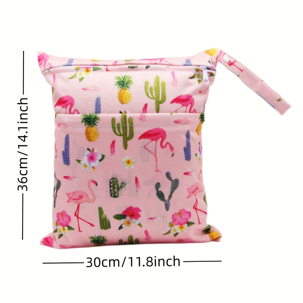 Flamingo Double Pocket Wet Bag 30x35 Print