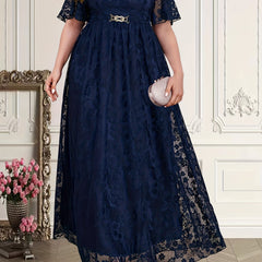 Lace Short Sleeve Maxi Wedding Dress