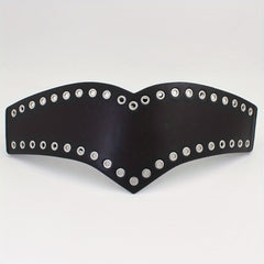 Women Wide Stretch Belt PU Leather Metal Hollow Corset Belt