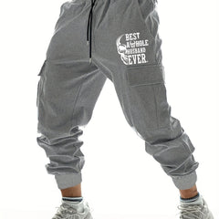 Skull Print Men's Cargo Pants Drawstring Loose Joggers