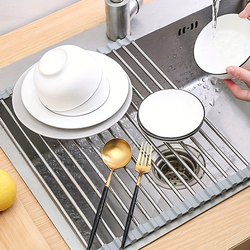 Silicone Drain Rack Above Kitchen Sink Storage Bowl Chopsticks Dish Rack