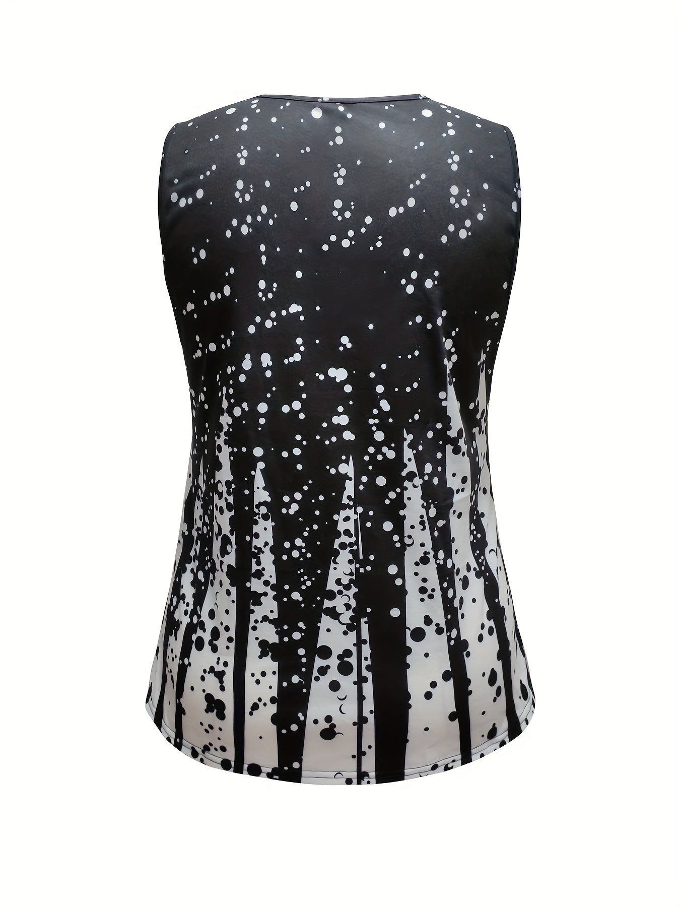 Colorblock Dot Print V Neck Tank Top Medium Stretch