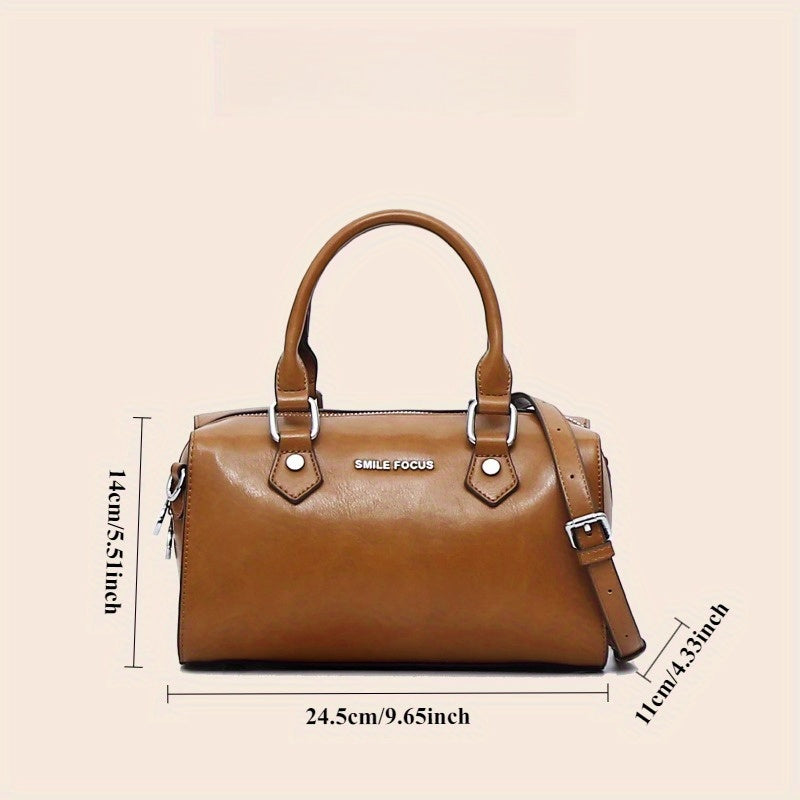 Retro Cylindrical Women's Handbag Caramel Brown