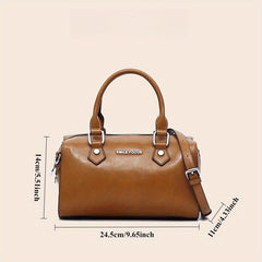 Retro Cylindrical Women's Handbag Caramel Brown