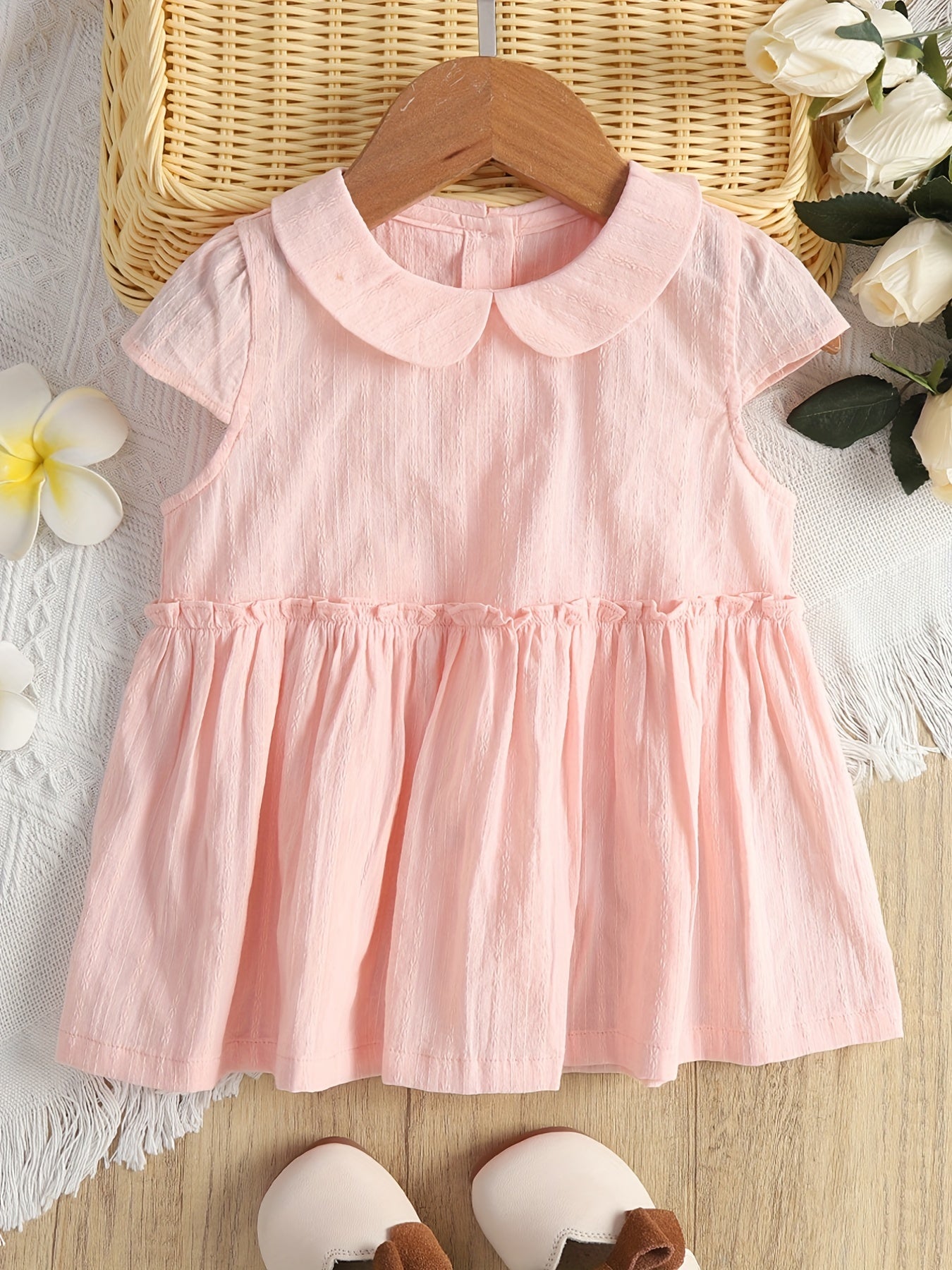 Baby Girls Plain Short Sleeve Dress for Summer
