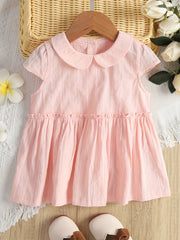 Baby Girls Plain Short Sleeve Dress for Summer