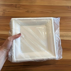 8" Compostable Square Plates, 100 Pack, Biodegradable Sugarcane Plates
