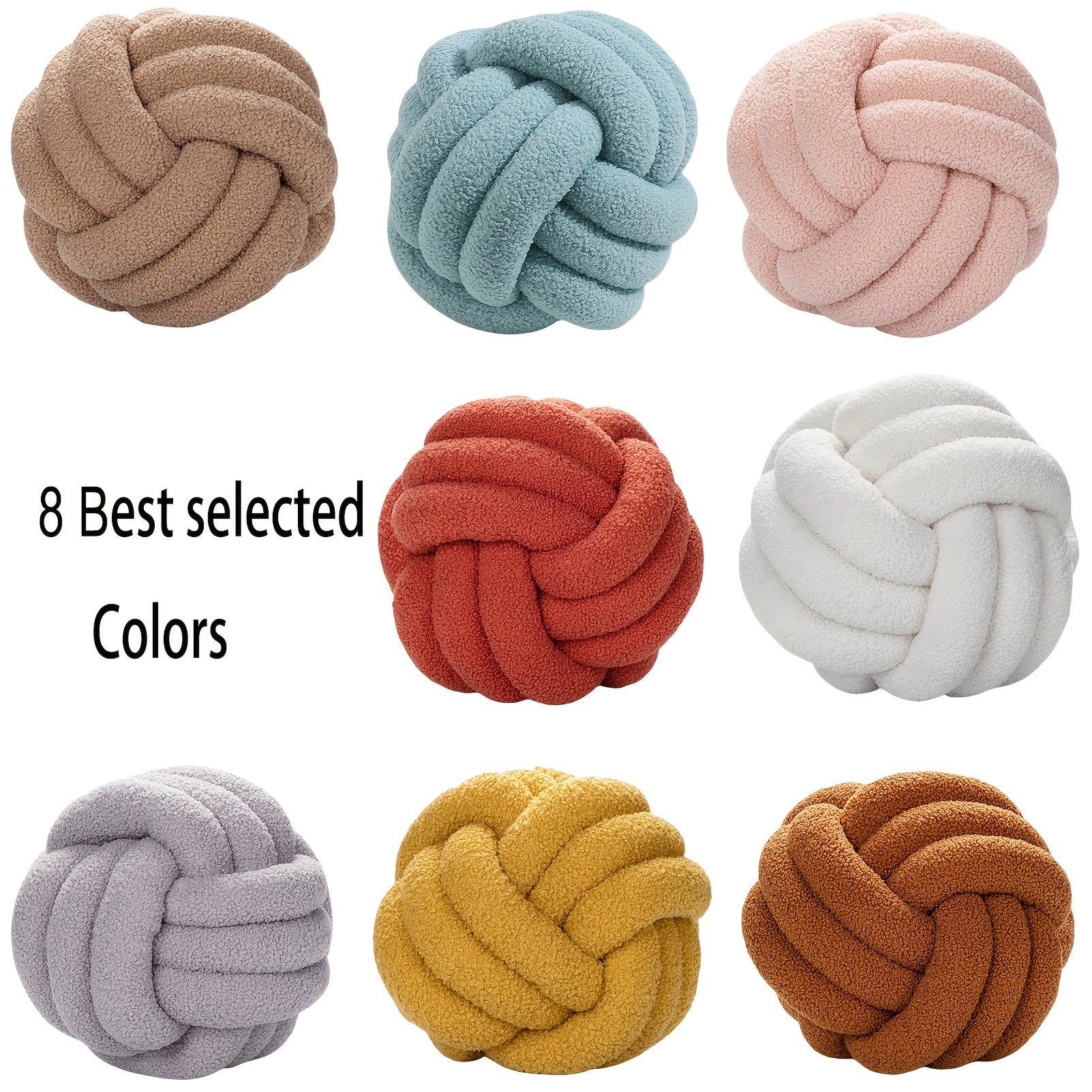 Hand Woven Knotted Ball Pillow Soft Sherpa Home Decorative Plush Pillow