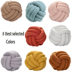 Hand Woven Knotted Ball Pillow Soft Sherpa Home Decorative Plush Pillow