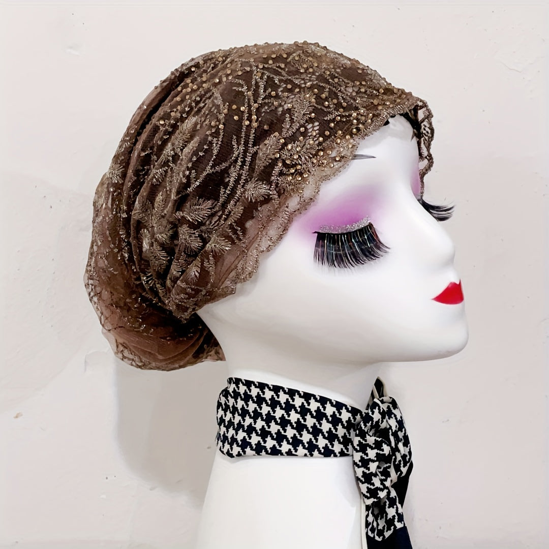 Embroidered Lace Turban Cap Head Wrap Chemo Hats