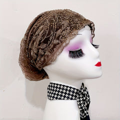 Embroidered Lace Turban Cap Head Wrap Chemo Hats