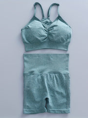 Seamless Yoga Sports Bra & Shorts Set High Stretch Active Wear