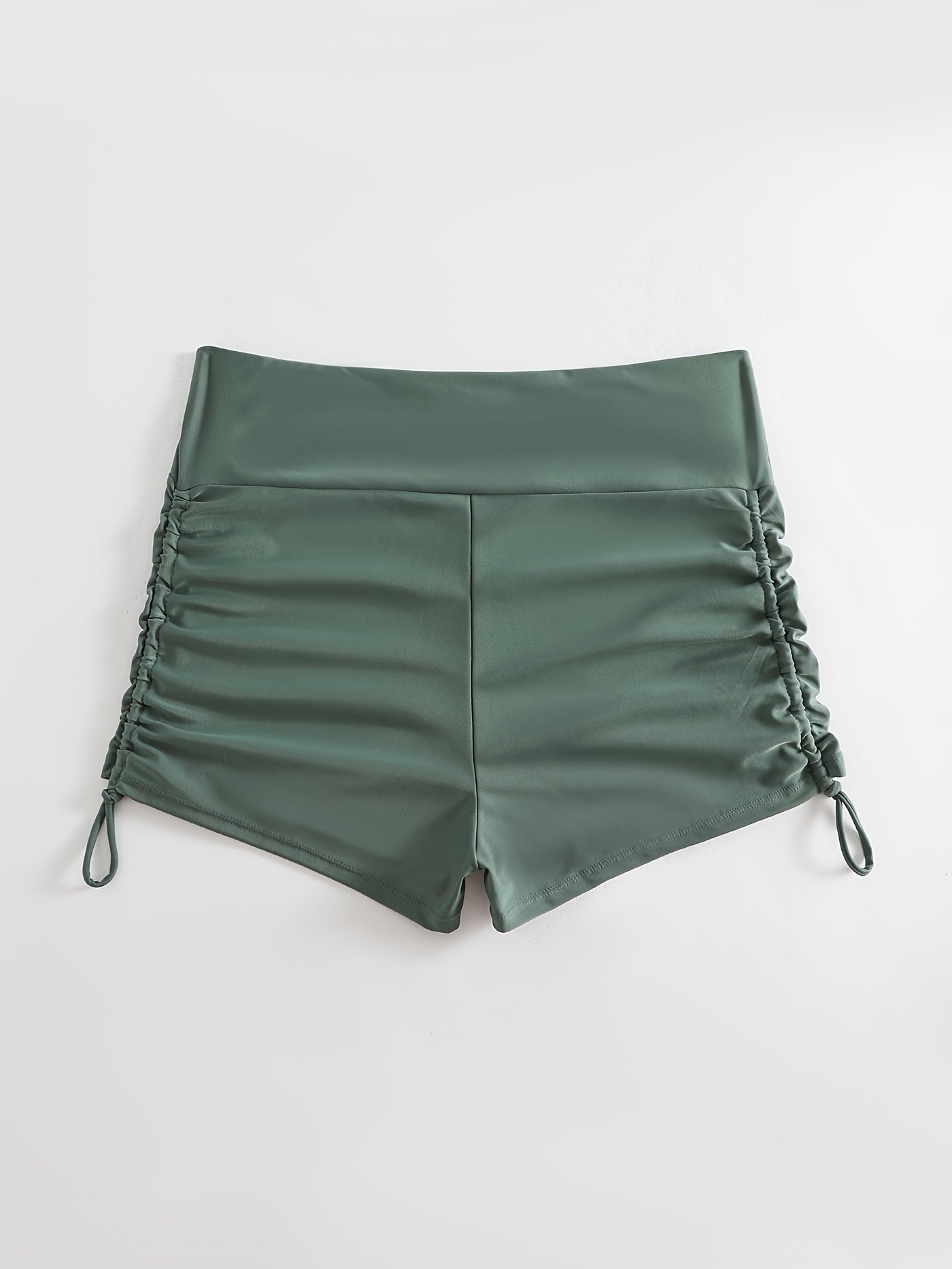 Vacay Bikini Bottoms Solid High Waisted Beachwear Shorts