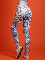 Sexy Coloured Glaze Glass Print Leggings High Waist Slim Leggings Women's Clothi