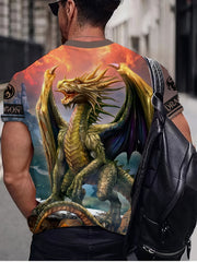 Dragon Print Men's Short Sleeve T-shirt Graphic Tee Men's Summer Clothes