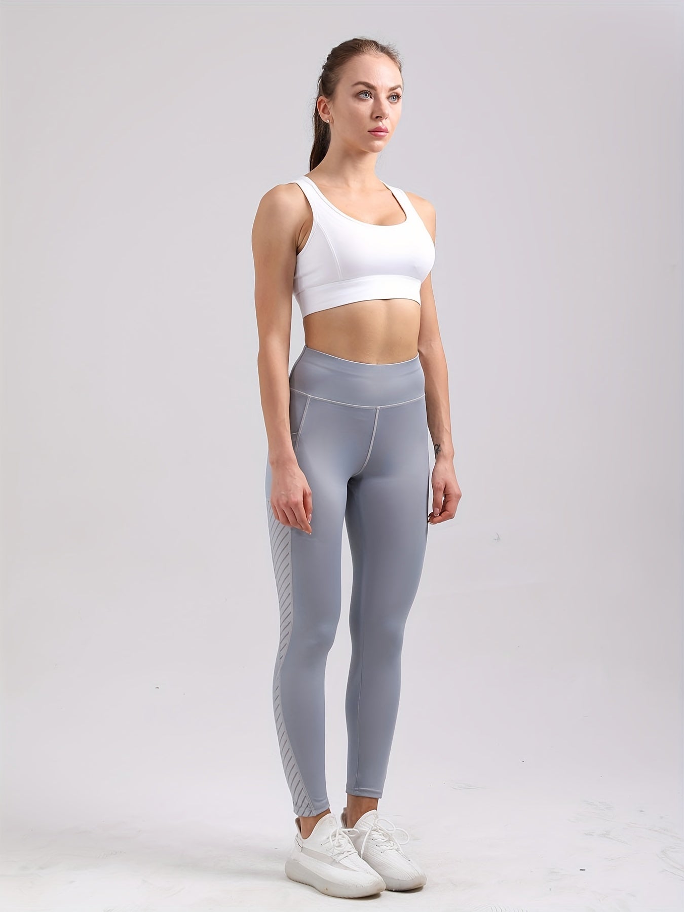 Mesh Stitching Sports Leggings High Stretch Hip Lifting
