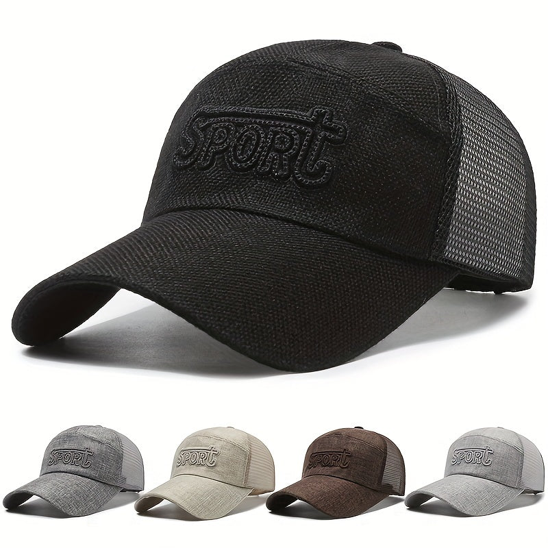 Men's Extended Brim Linen Net Baseball Cap