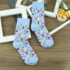 Men's Cartoon Lollipop Crew Socks 2 Pairs