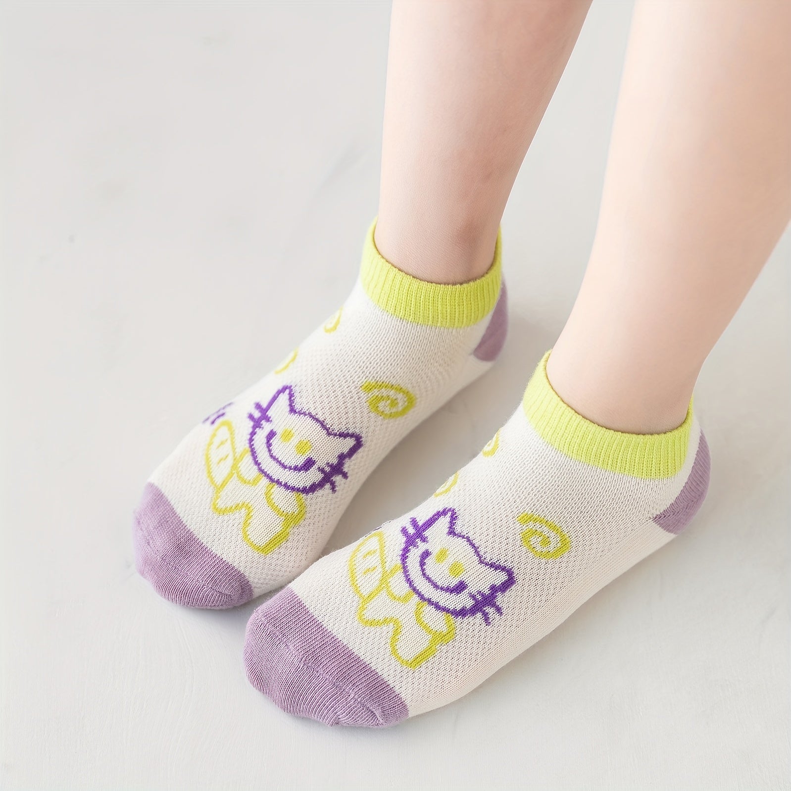 Girls Casual Cartoon Ankle Socks - Comfortable Breathable Cotton Socks