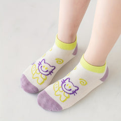 Girls Casual Cartoon Ankle Socks - Comfortable Breathable Cotton Socks