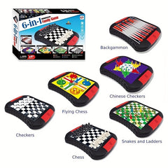 6 in 1 Family Game Chessboard Toy Gift Classic Chess Ludo Backgammon