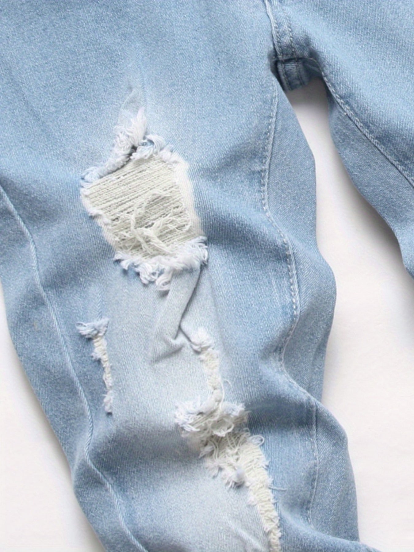 Boys Ripped Jeans Denim Pants Straight Cut Jeans