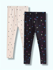 Girls' Heart Print Legging Pants for Sports Casual Outfit