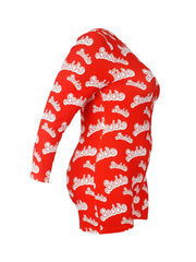 Sexy Lounge Romper Women's Plus Letter Print Long Sleeve Button Up