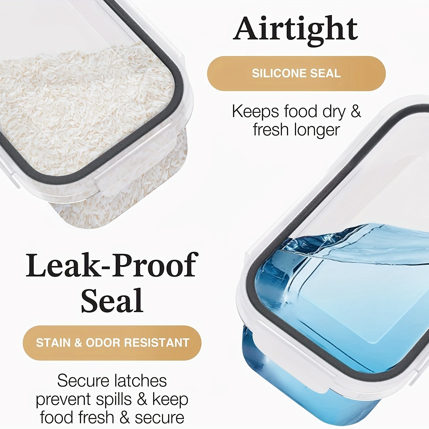 8pc Airtight Food Storage Containers with Lids for Flour Sugar Cereal
