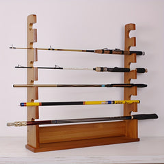 Wood Fishing Rod Organizer Garage Rack
