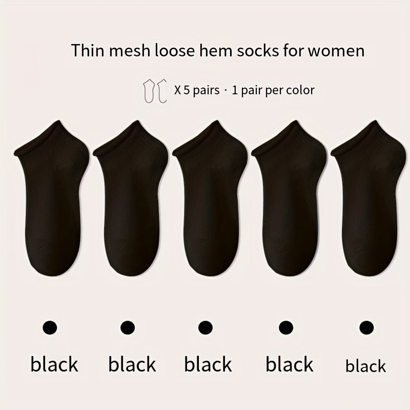 5 Pairs Solid Socks Women's Stockings & Hosiery