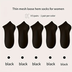 5 Pairs Solid Socks Women's Stockings & Hosiery