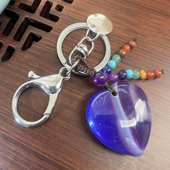 Natural Crystal Pine Stone Key String For Male Gemstone Healing Crystal Keychain