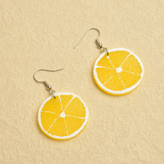 Fruit Dangle Drop Earrings Lemon Lime Orange Acrylic Summer Fun Jewelry