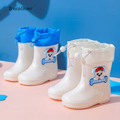 Swalker Girl's Animal Pattern Rain Boots Non Slip Waterproof Shoes