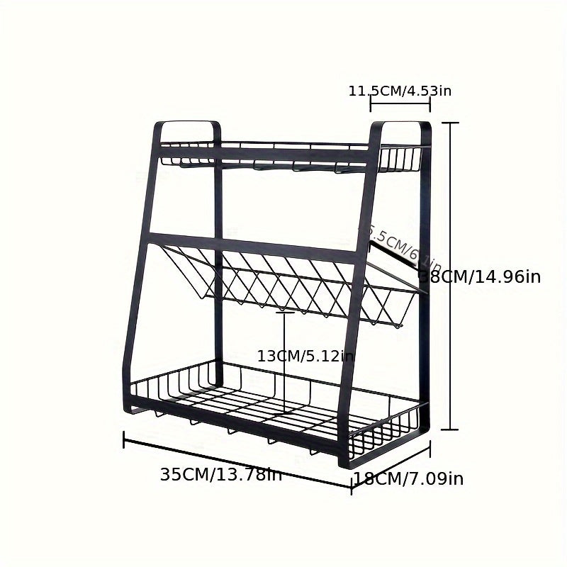 3-layer Seasoning Rack Kitchen Shelf Sauce Jar Organizer