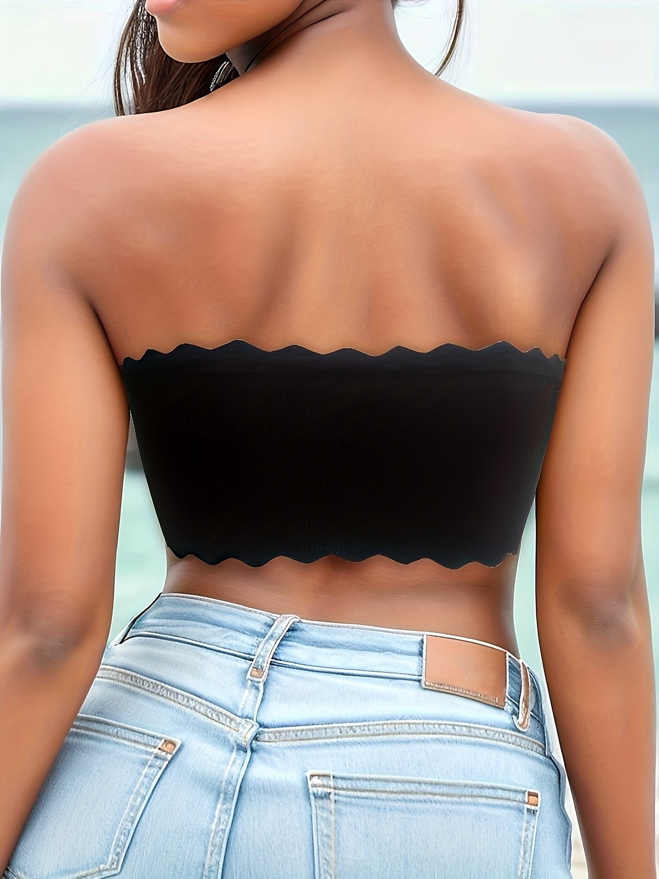 Scallop Trim Strapless Bandeau Bra Women's Lingerie