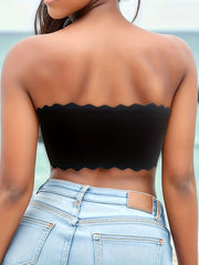 Scallop Trim Strapless Bandeau Bra Women's Lingerie