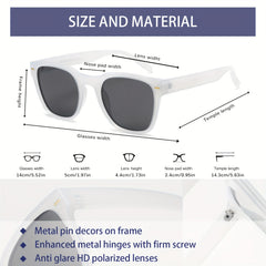 OUWEN Classic Small Square Polarized Sunglasses For Men Retro Mixed Sun Glasses