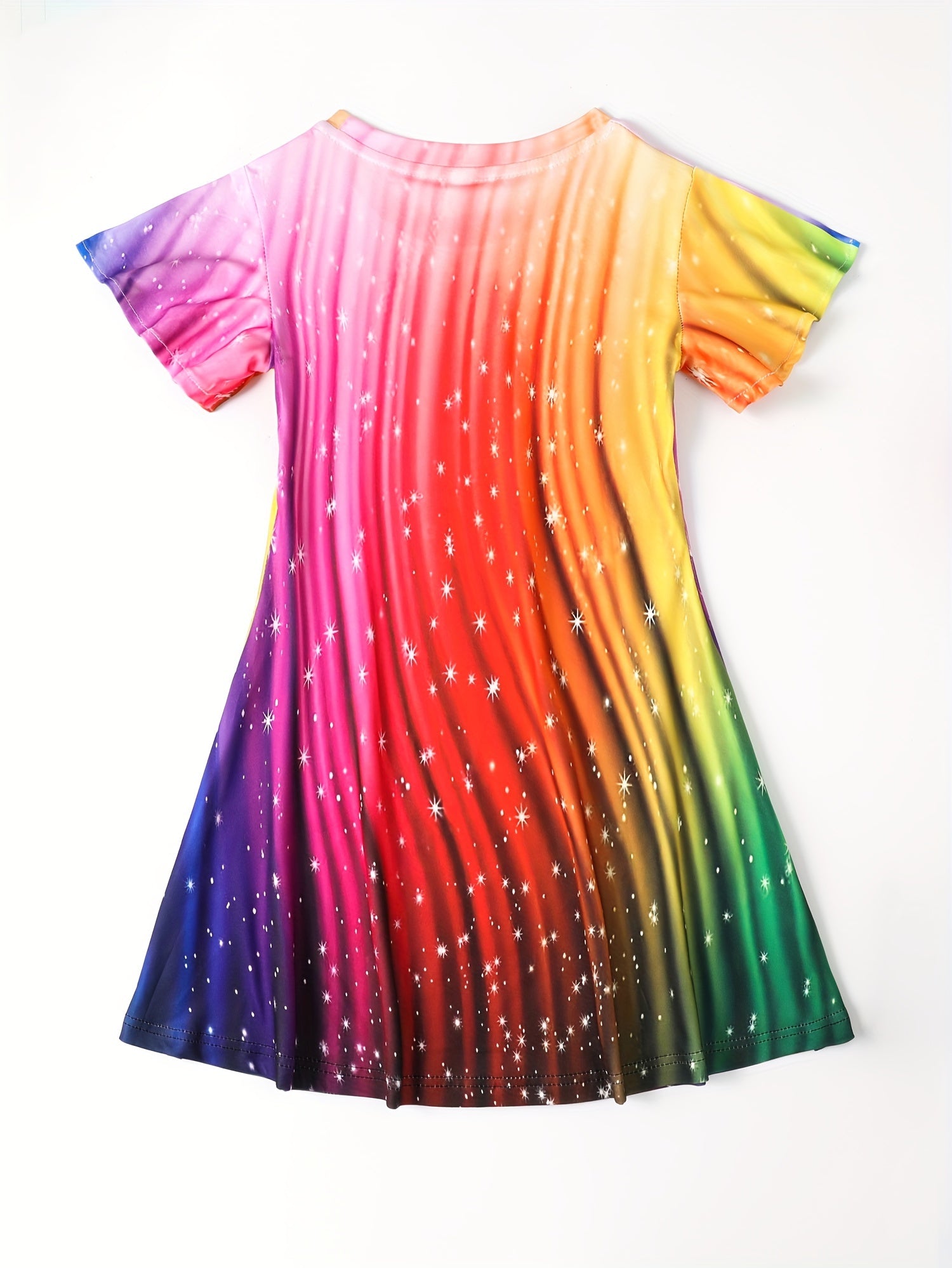 Girls Rainbow Flutter Trim Dress
