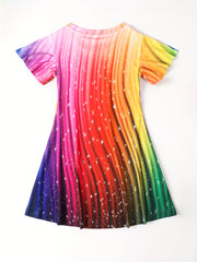 Girls Rainbow Flutter Trim Dress