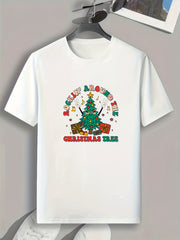 Christmas Tree Print Men's Sports T-shirt - Outdoor Fitness Clothing