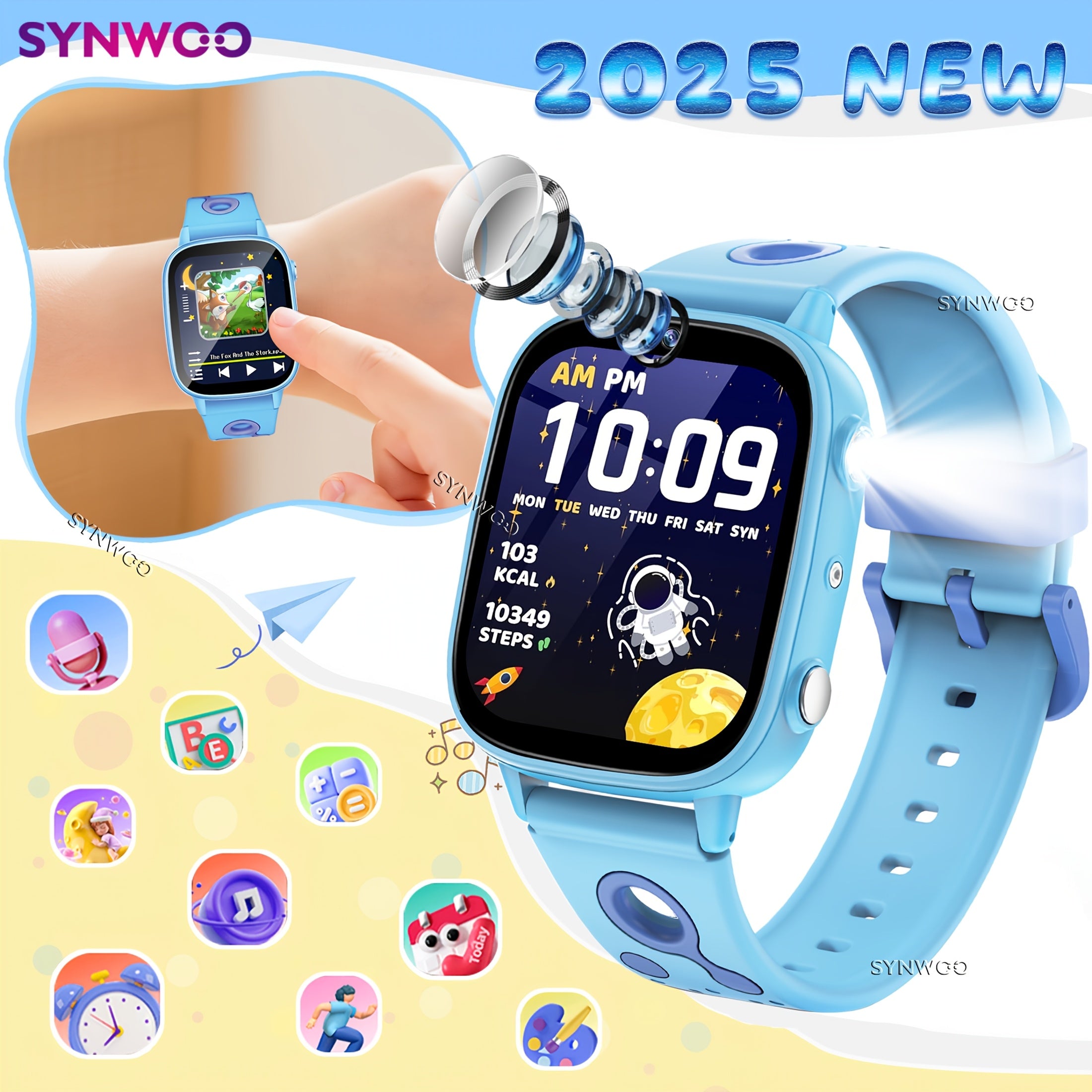 Synwoo Kids Smart Watch 1.8" Display 500mAh Pedometer 26 Games LED Flashlight