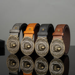 Men's Retro Bear Head Buckle Belt Business Casual Decorative Accessories