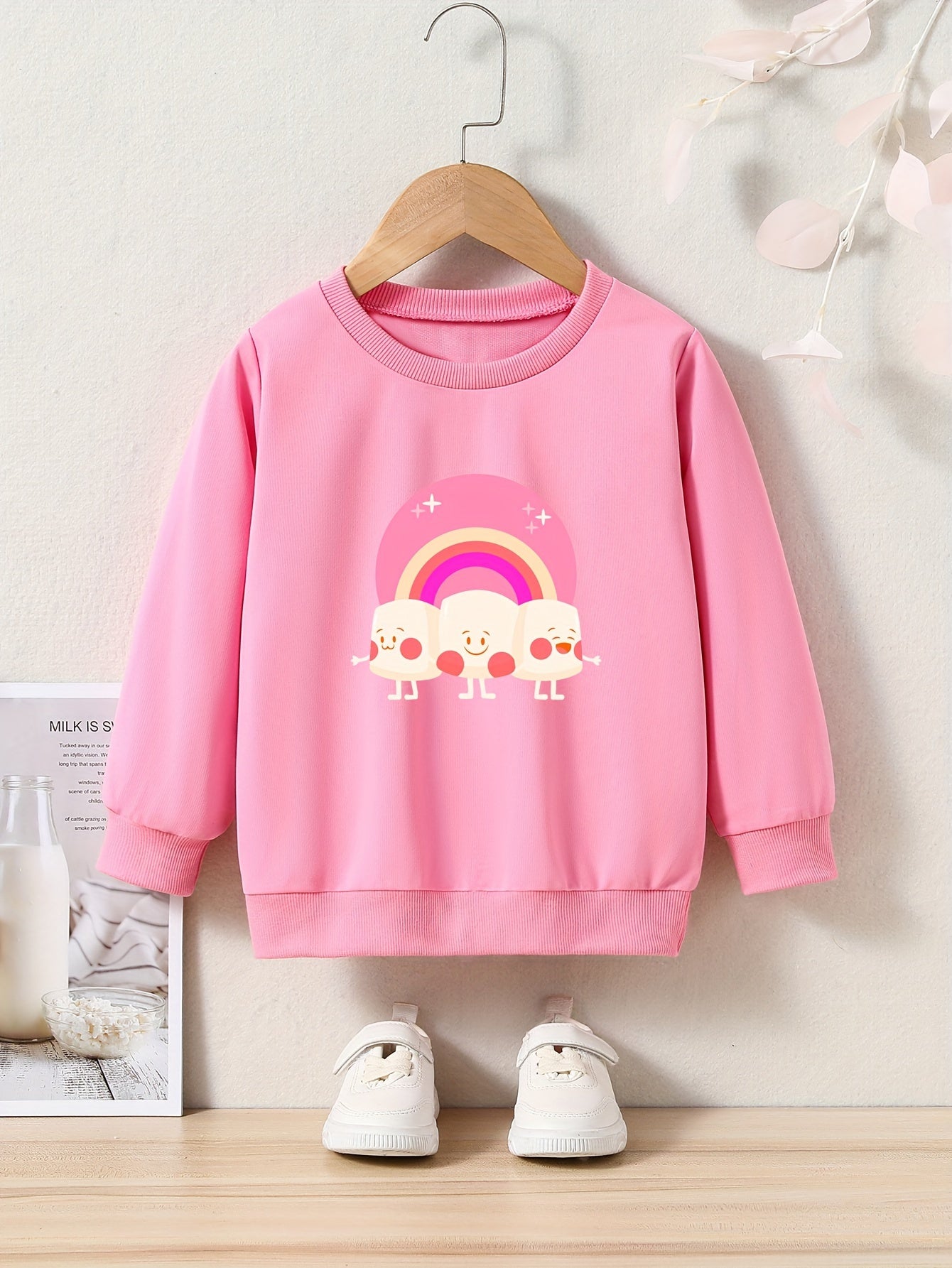 Cartoon Adorable Pattern Print Girls Casual Pullover Sweatshirt