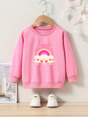 Cartoon Adorable Pattern Print Girls Casual Pullover Sweatshirt