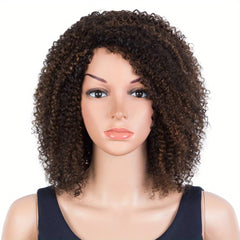 Ombre Highlights Afro Kinky Curly Bob Wig 180 Density Brazilian 4a Short Hair